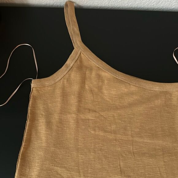 NWOT Free People One Way or Another One Shoulder Cotton Tank Brown Flirty M Chic - Picture 6 of 12